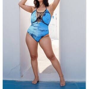 NEW CHARMOSA camille reversible one piece swimsuit in hand dyed - laguna